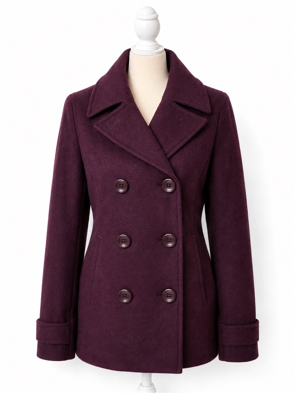 Y2K Delia’s Wool Peacoat Medium Plum Double Breasted Jacket 2000s Mall Goth